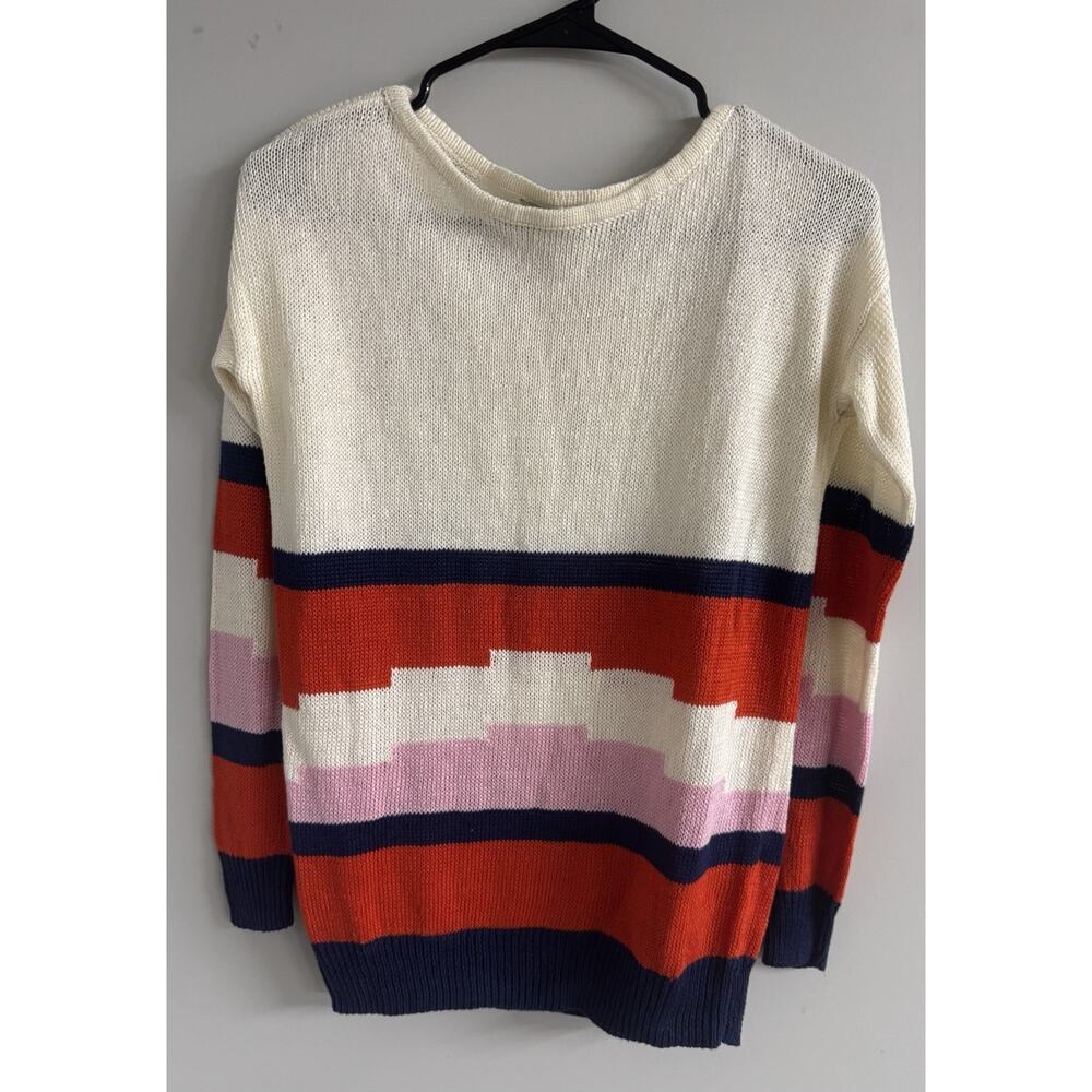 Madewell Womens XS Linen Blockstop Southwestern Colorblock Sweater